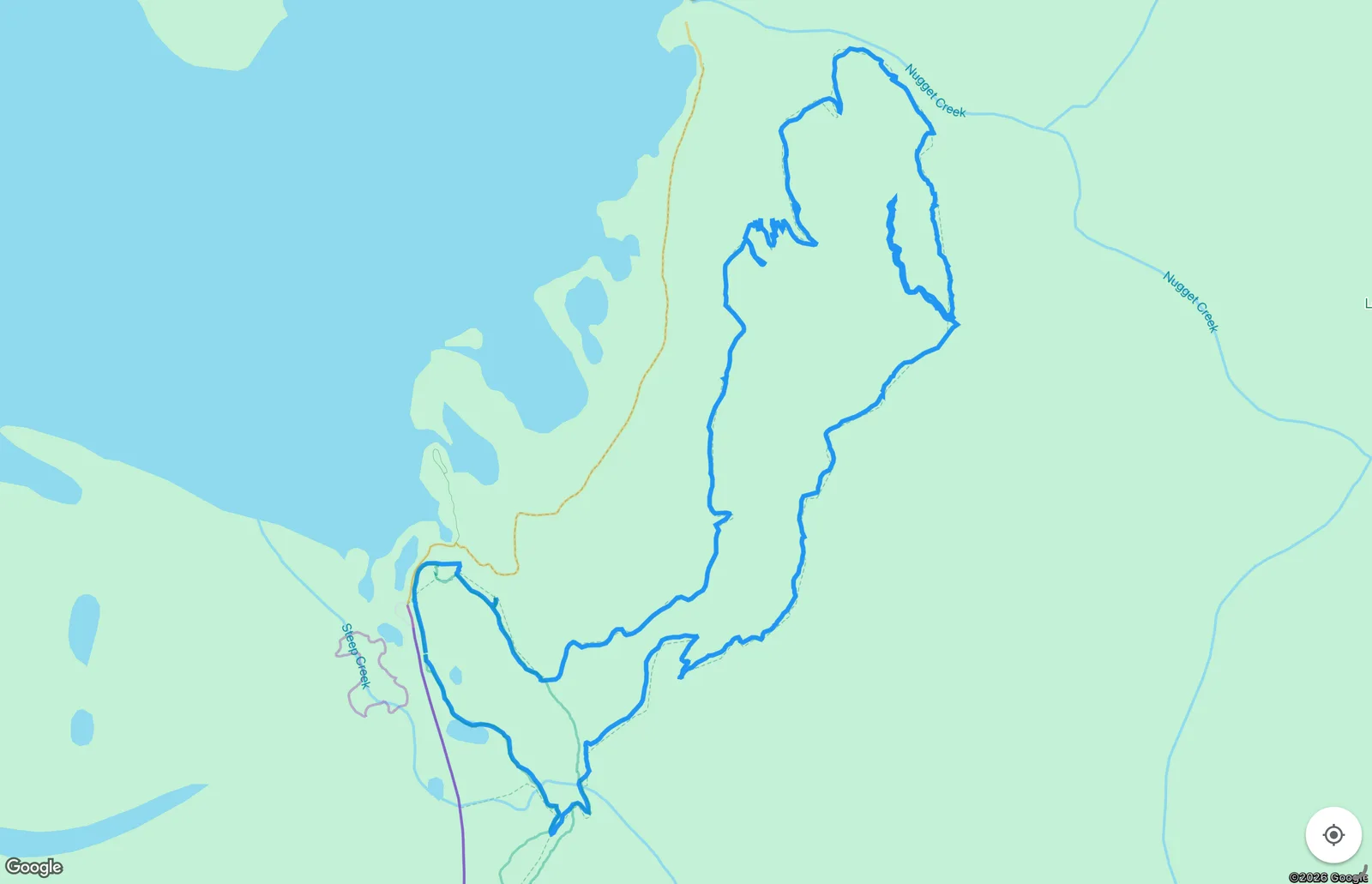 Route map for the East Glacier Loop Hike tour