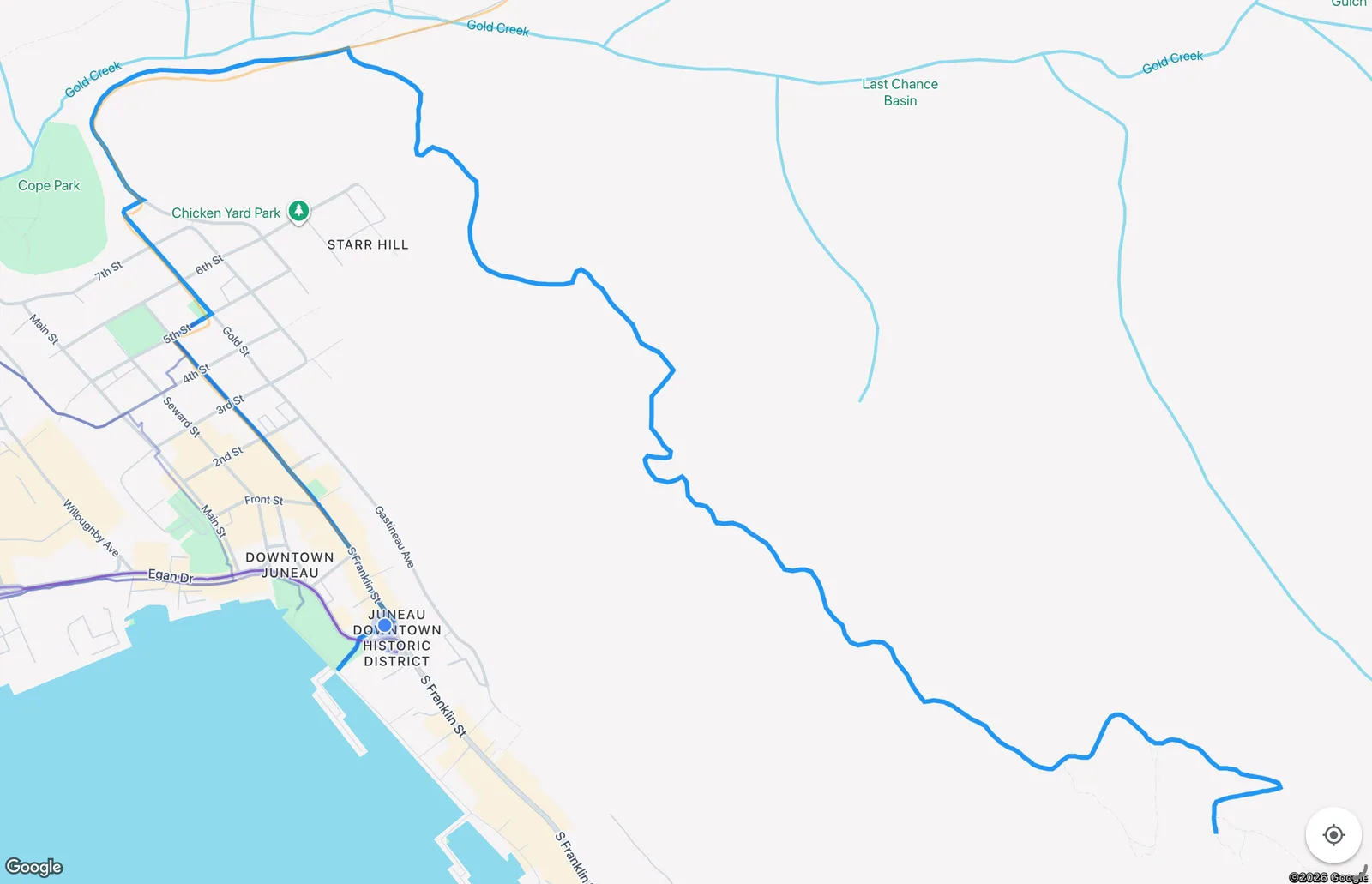 Route map for the Mount Roberts Trail tour