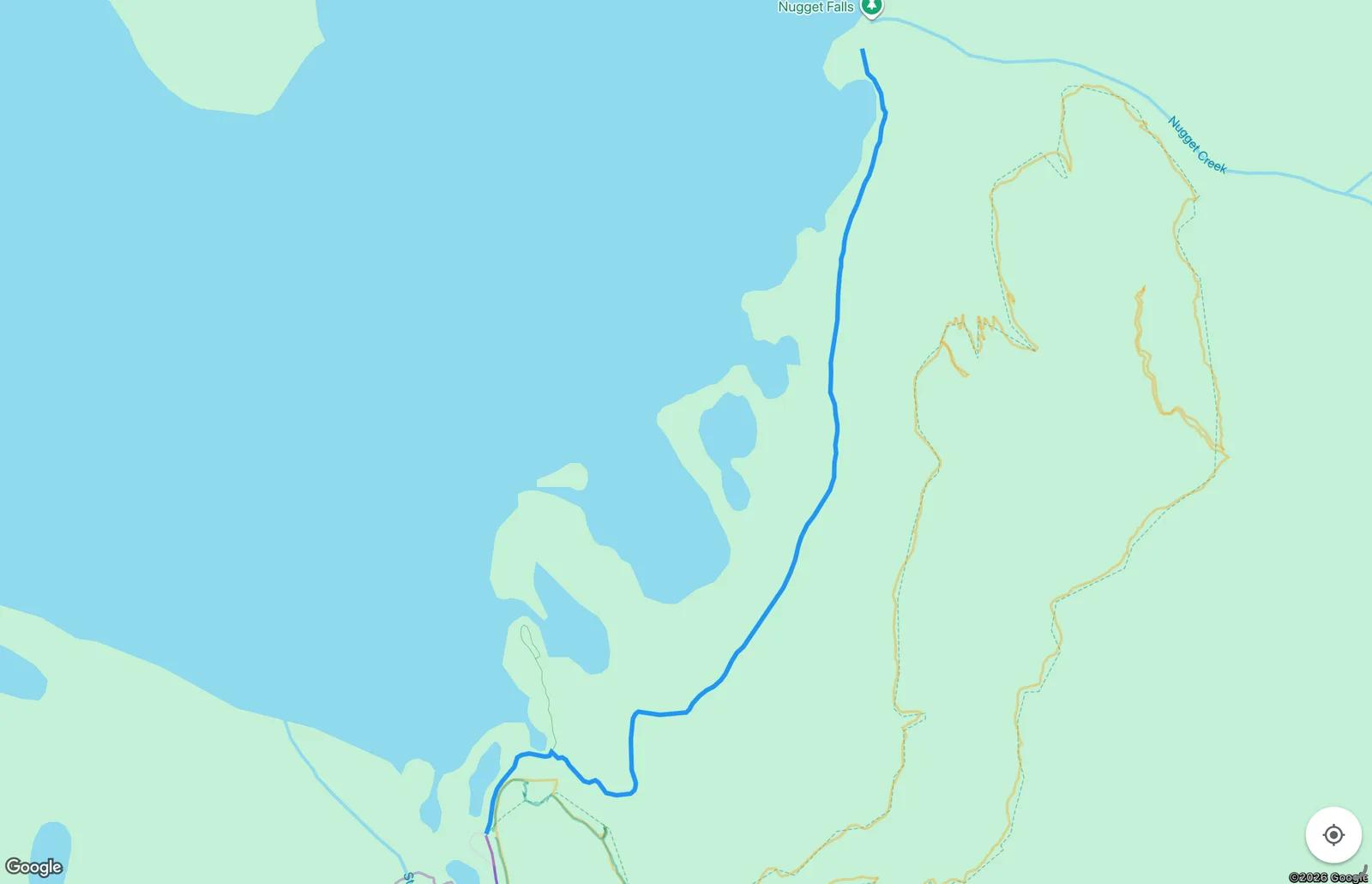 Route map for the Nugget Falls Walk tour