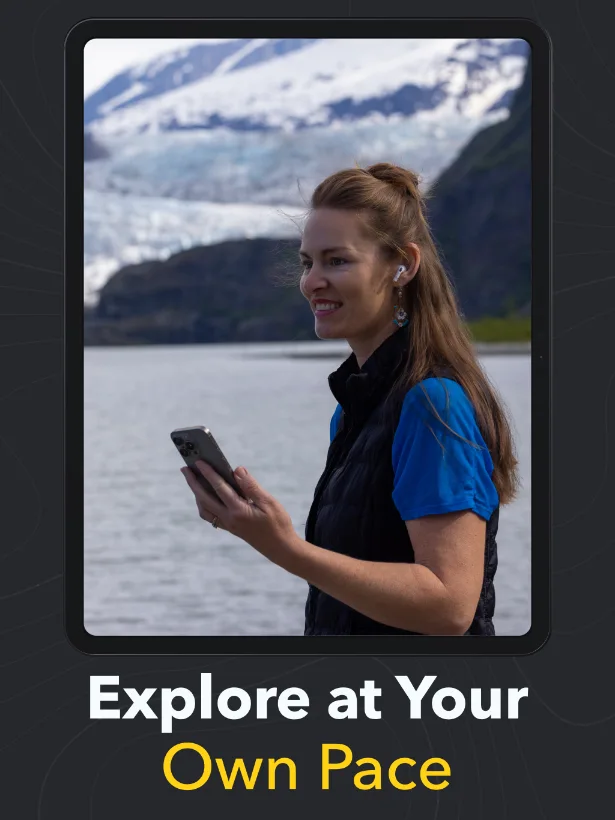 Tour details showing route, length, and stops to explore at your own pace